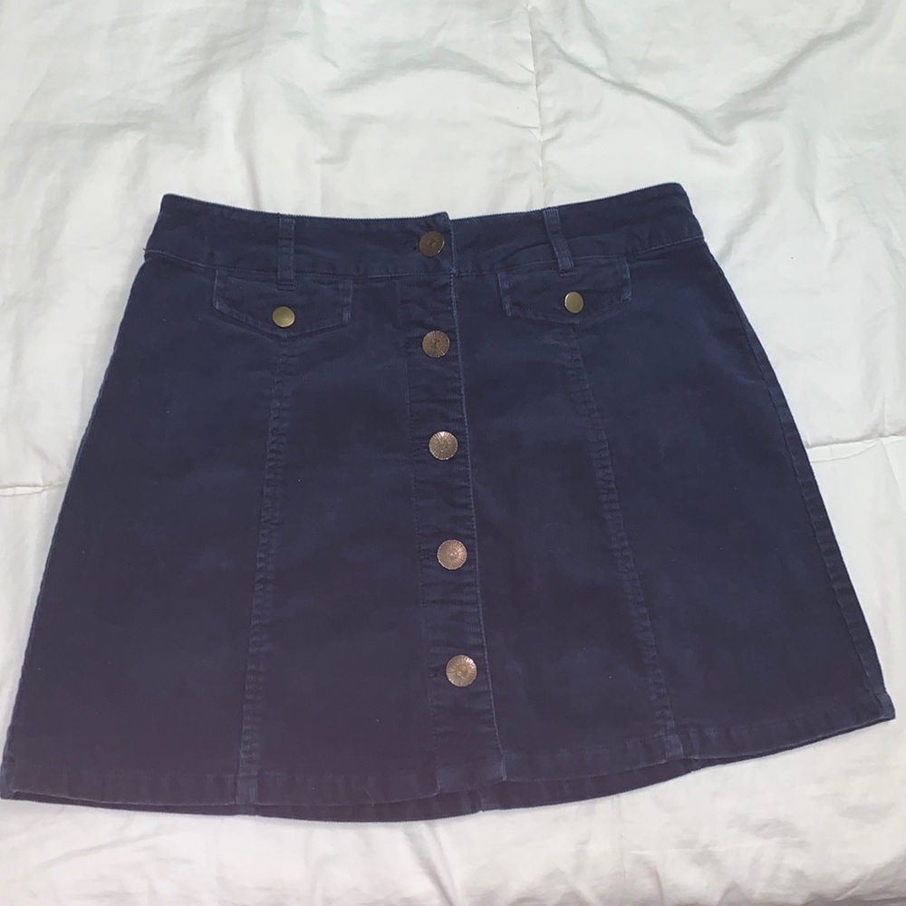 Navy blue velvet skirt